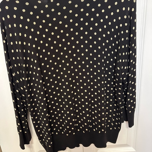 Ellen Tracy Black Cardigan with Cream Polka Dots - Picture 3 of 3